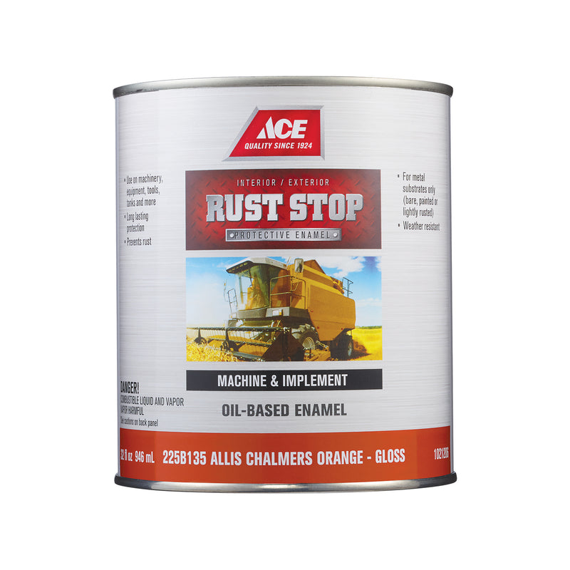 BENJAMIN MOORE - ACE PAINT, Ace Rust Stop Indoor/Outdoor Gloss Allis Chalmers Orange Oil-Based Enamel Rust Preventative Paint 1 (Pack of 4)