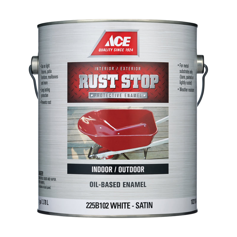 BENJAMIN MOORE - ACE PAINT, Ace Rust Stop Intérieur et Extérieur Blanc Satiné peinture émail antirouille à base d'huile 1 gal (paquet de 2)