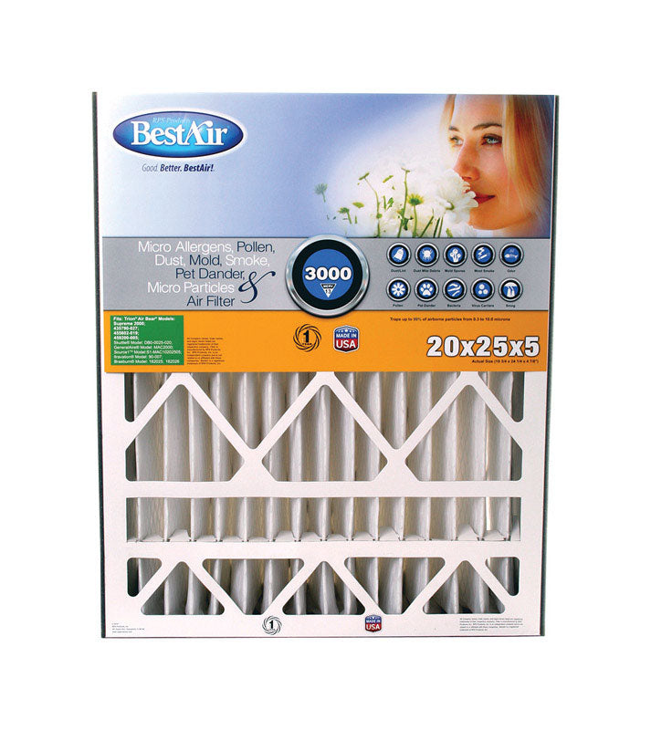 TECHNOLOGIES DE FILTRATION FREUDENBERG, BestAir 20 in. W x 25 in. H x 5 in. D 13 MERV Filtre à air plissé (paquet de 3)