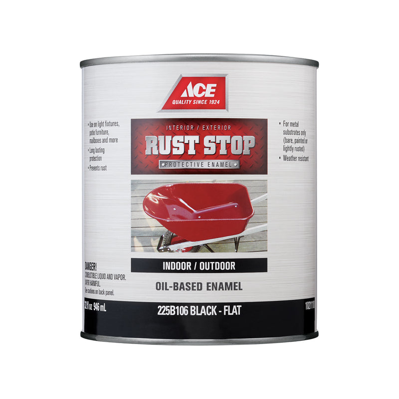 BENJAMIN MOORE - ACE PAINT, Peinture antirouille Ace Rust Stop intérieure et extérieure noir mat à base d'huile 1 qt (paquet de 4)