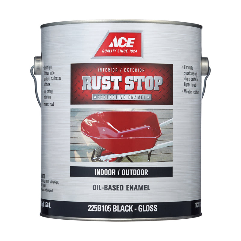 BENJAMIN MOORE - ACE PAINT, Rust Stop Indoor/Outdoor Gloss Black Oil-Based Enamel Rust Preventative 1 gal (Pack of 4)