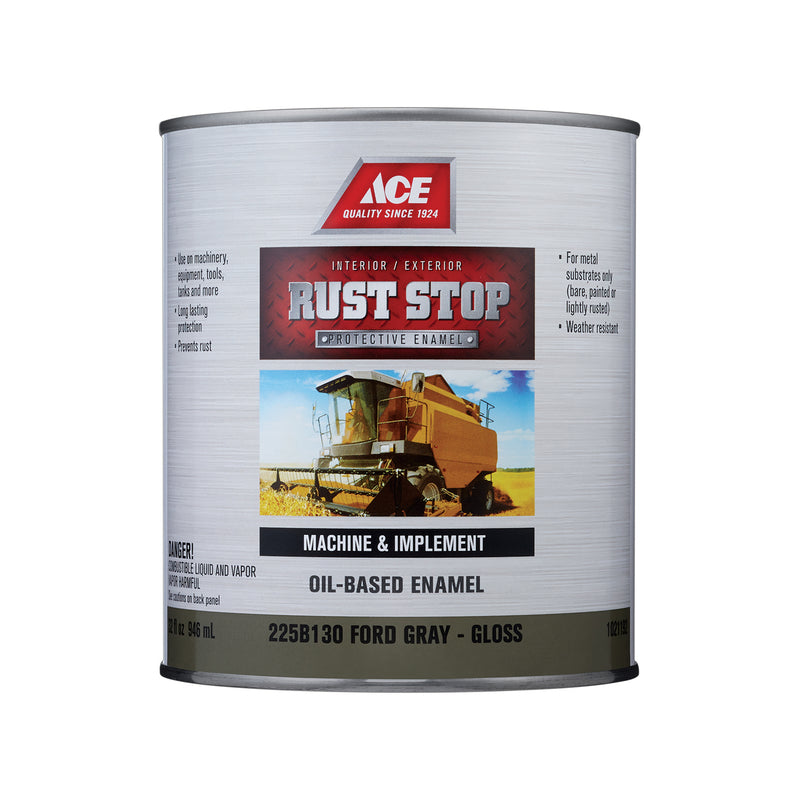 BENJAMIN MOORE - ACE PAINT, RustStop Indoor/Outdoor Gloss Ford Gray Oil-Based Enamel Preventative Paint 1 qt (Pack of 4)