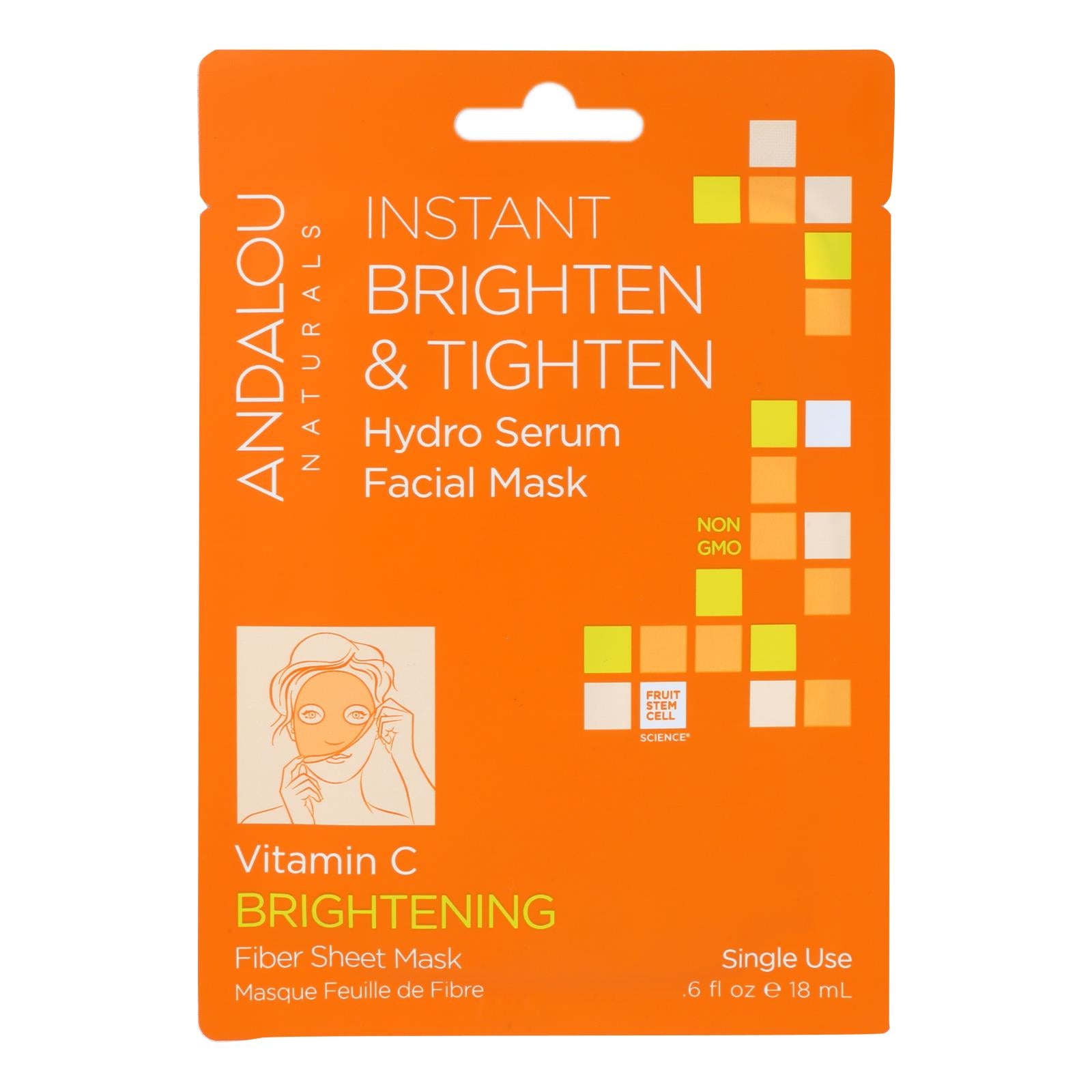 Andalou Naturals, andalou Naturals Masque facial éclaircissant et raffermissant instantané - Vitamine C - Etui de 6 - 0.6 fl oz (Pack de 6)